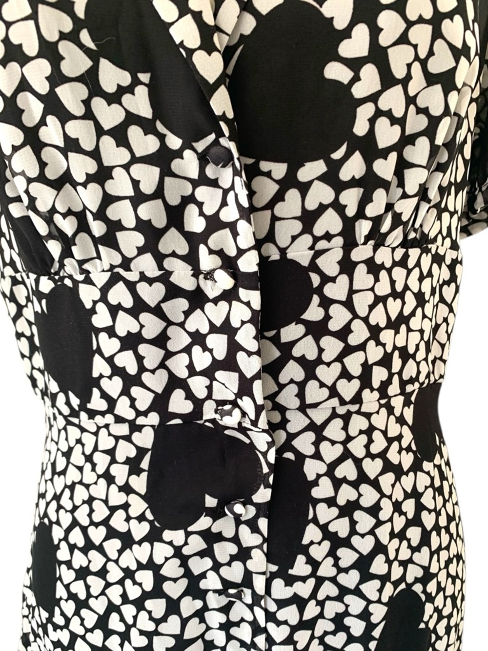 Betsey Johnson Black & White Heart Print Maxi Dress SIze 8 - Picture 7 of 9